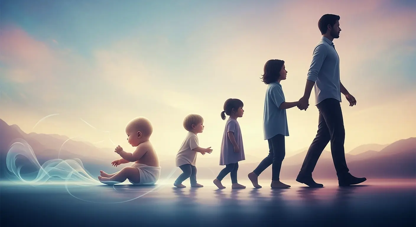 Un bébé se transformant en adulte