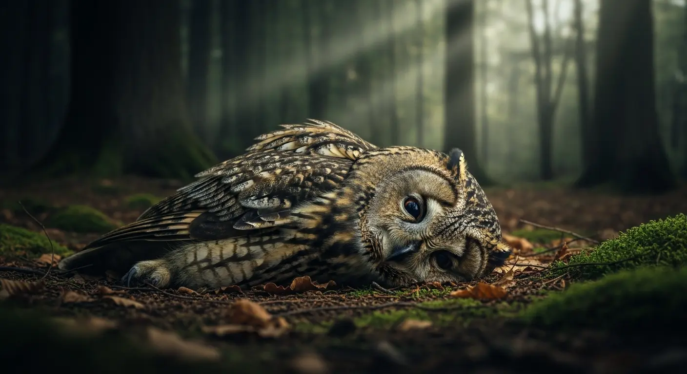 Un hibou blessé ou mort