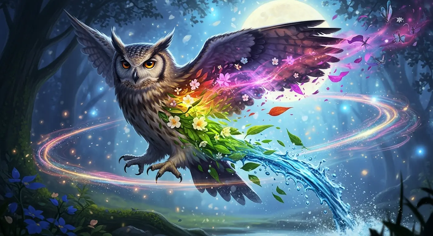 Un hibou se transformant en une autre forme