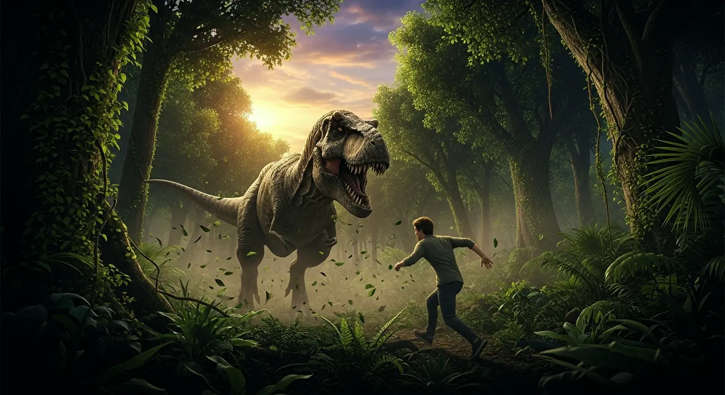 Von einem Dinosaurier verfolgt werden