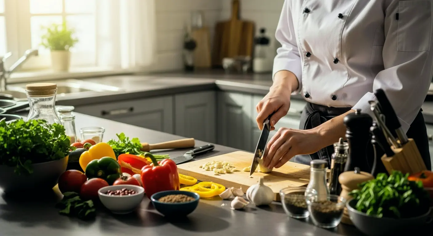 Usar un Cuchillo para Preparar Comida